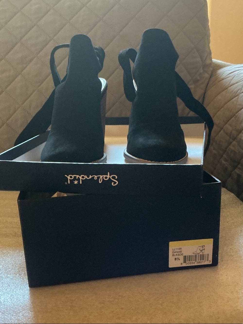 Splendid Black Suede Ankle Tie Bootie Heels
